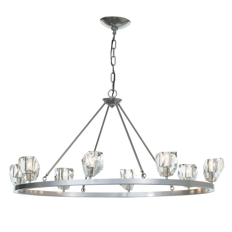 Gatsby 8 - Light Unique Wagon Wheel Chandelier with Crystal Accents, Sterling