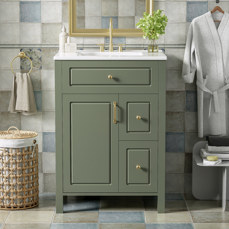 Meuble-lavabo de rangement avec lavabo en céramique, Noir clair