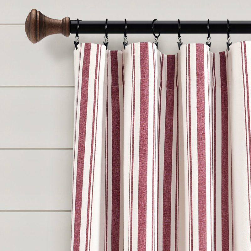 Cotton Blend Semi Sheer Curtain Pair, 42" W x 63" L, Red