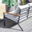 Canapé d'extérieur en aluminium à trois places avec coussins gris Sanil