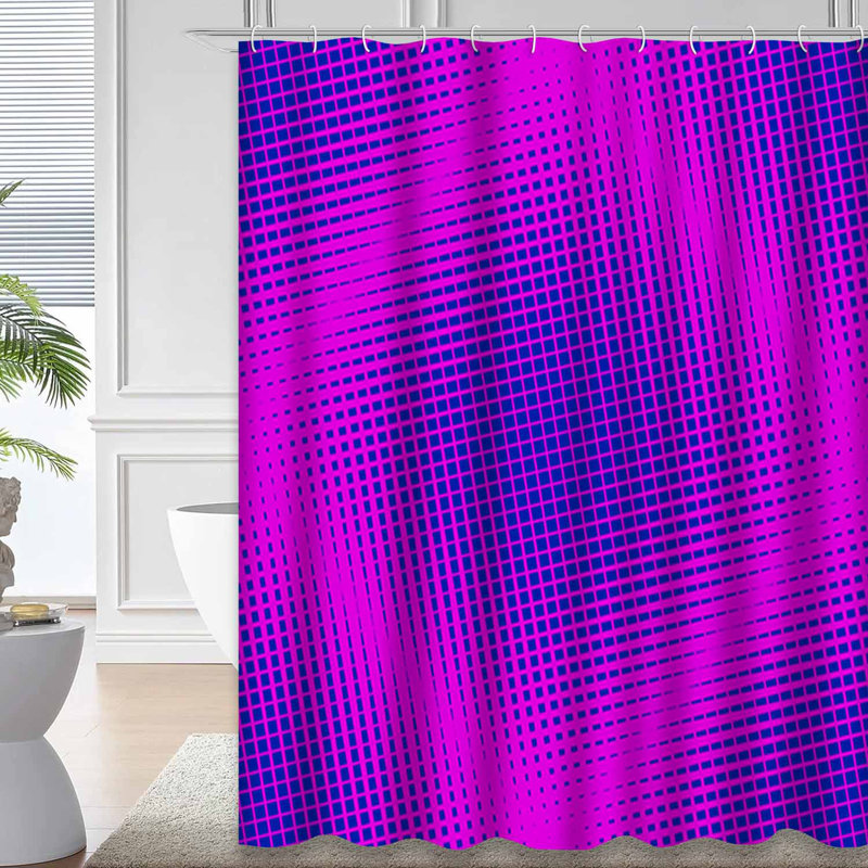 Rideau de douche demi-teinte bleu abstrait avec 12 crochets, L 72 po x l 84 po