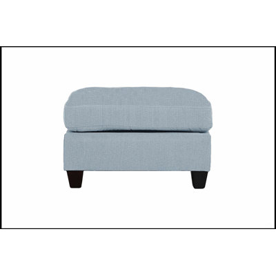 Living Room Furniture Grey Linen-Like Fabric Cocktail Ottoman With Plush Cushioning And Wooden Legs