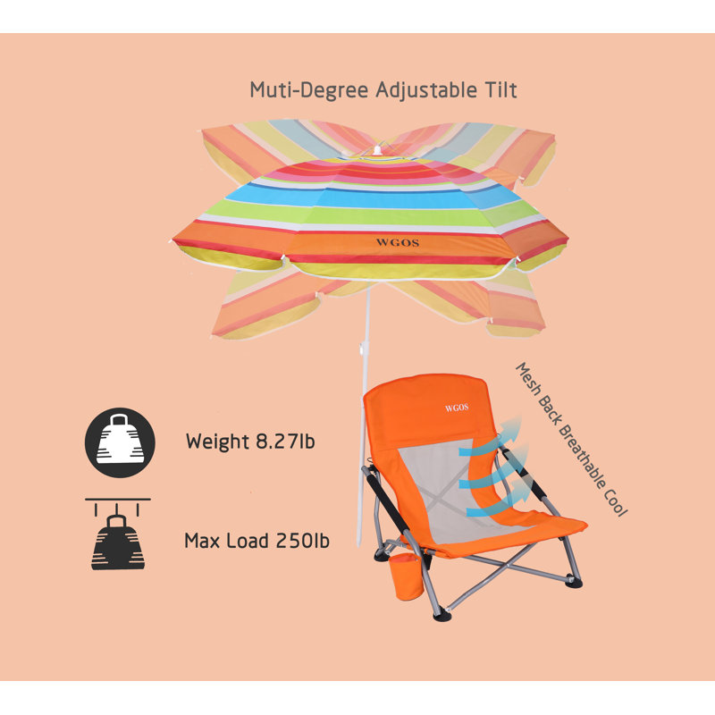 Stephanic Folding Beach Chair, Orange
