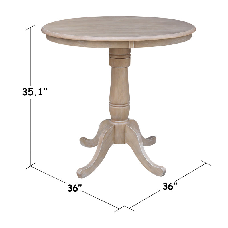Mosteller Solid Wood Dining Table, Washed Gray Taupe, 36" H x 36" W x 36" D