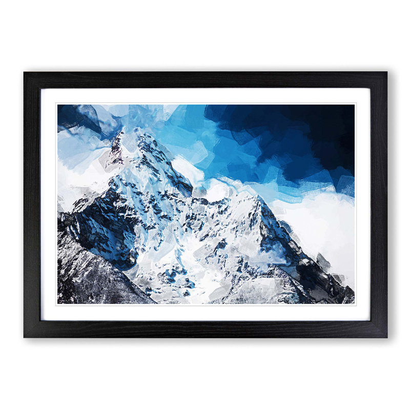Mount Everest in Abstract - Picture Frame Graphic Art Print on MDF, 36cm H x 48cm W x 2cm D, Black Framed