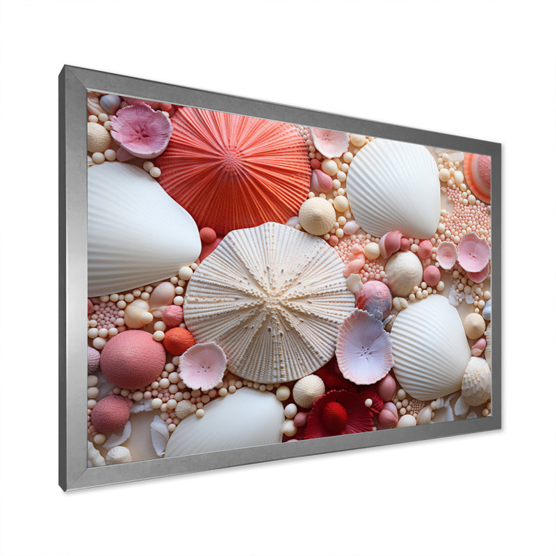 «Beach Photo Seashell Collage», reproduction d'art sur toile encadrée, Argent, H 12 po x l 20 po x P 1 po