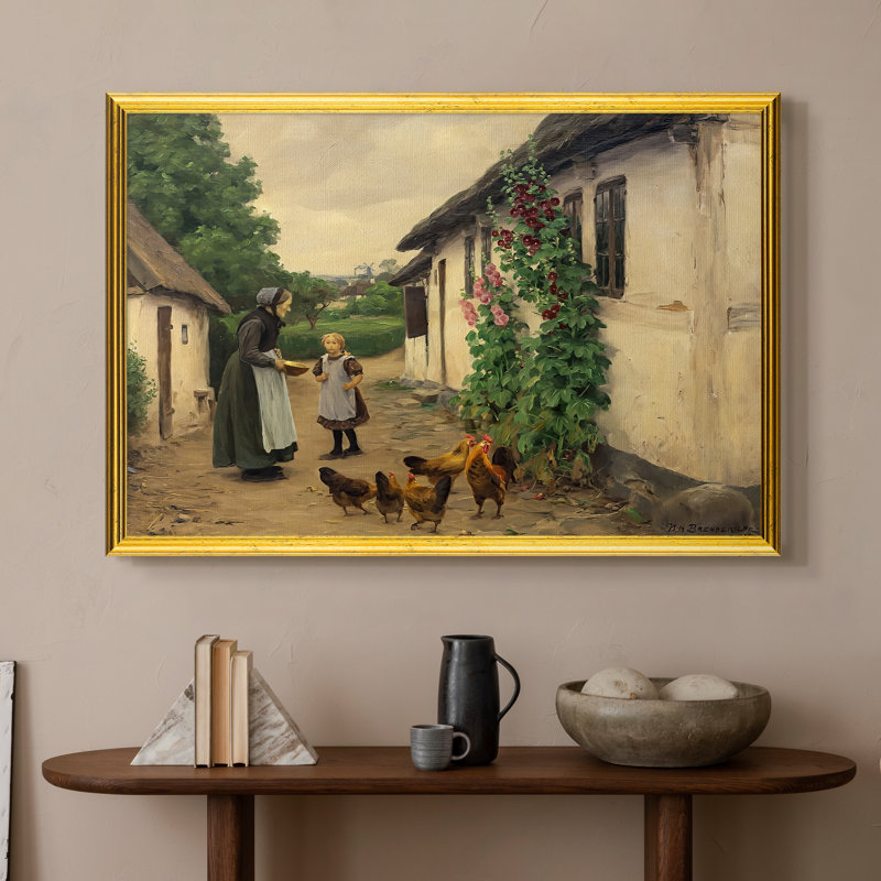 «Visit to grandmother» - Hans Andersen Brendekilde - toile encadrée sur mesure, 16x22 INNER SIZE, Framed Canvas