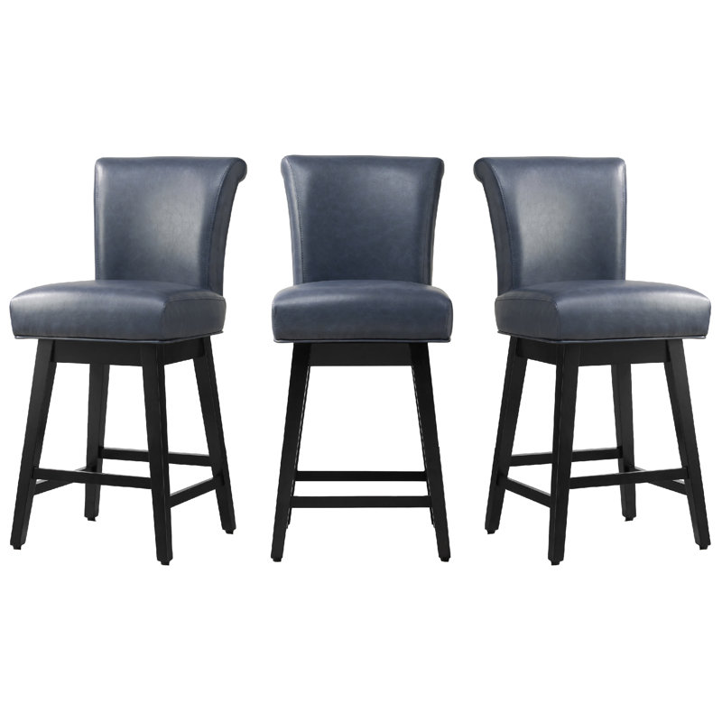 Aoibhne Swivel Upholstered Counter Stool, Blue/Faux Leather