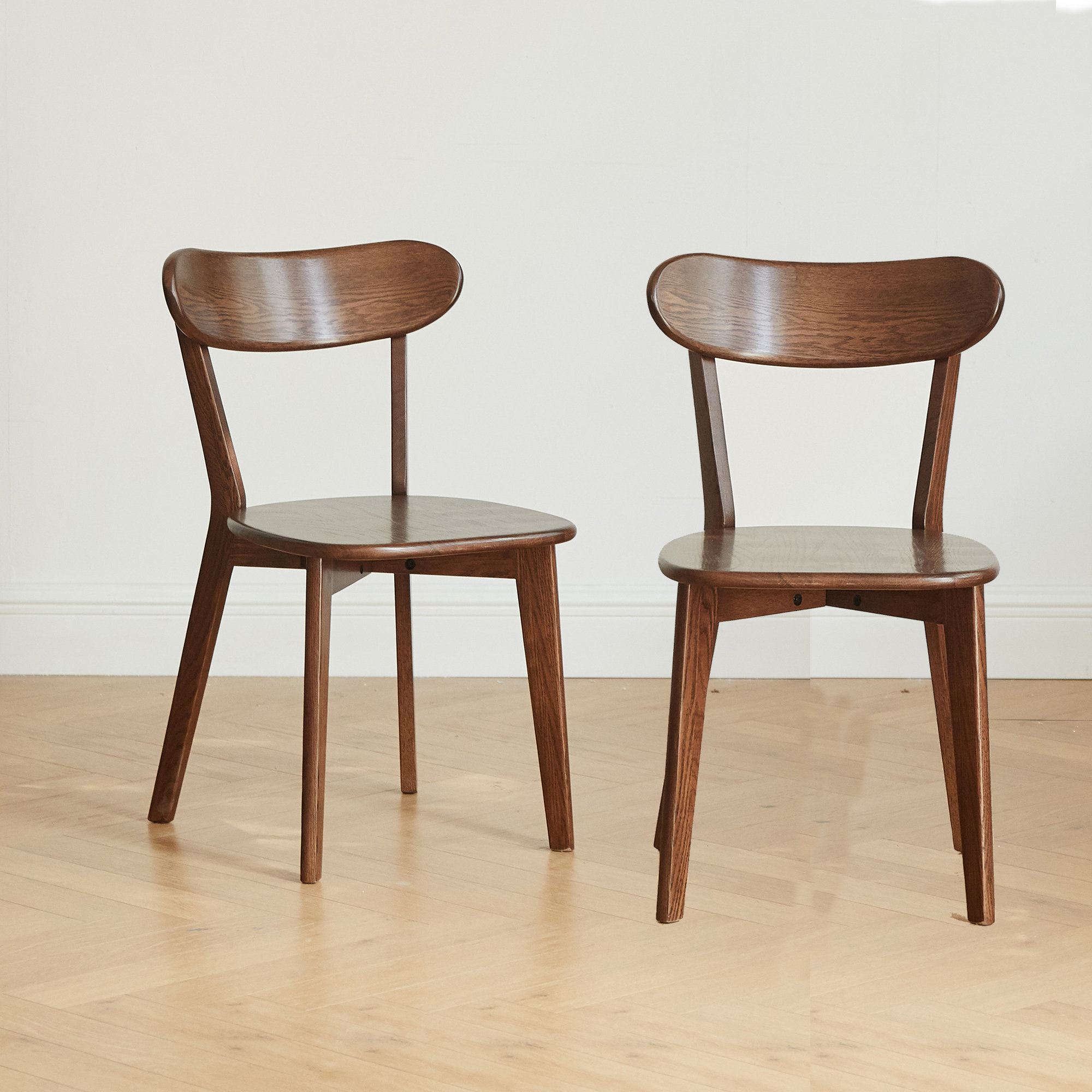 Corrigan Studio Mid-century Modern Dining Chairs (set Of 2), Walnut, Natural Oak - Wayfair Canada