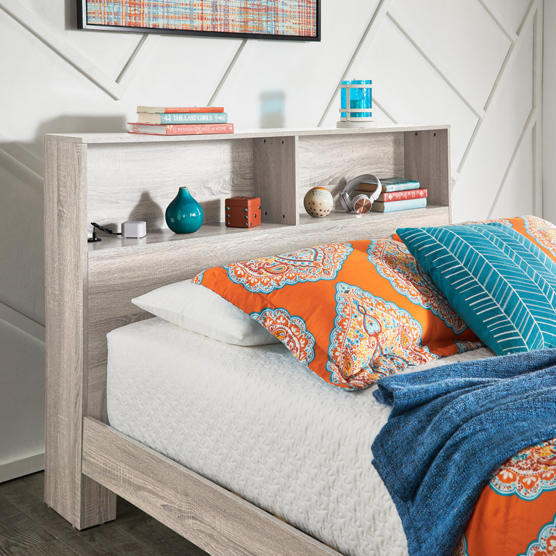 Malle Queen Bookcase Platform Bed with USBs, White