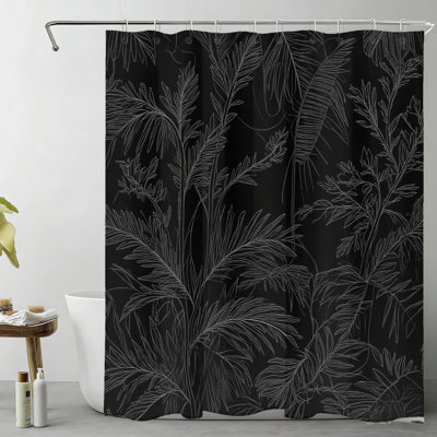 Rideau de bain à encre noire 72 x 72 pouces (180 x 180 cm) avec crochets