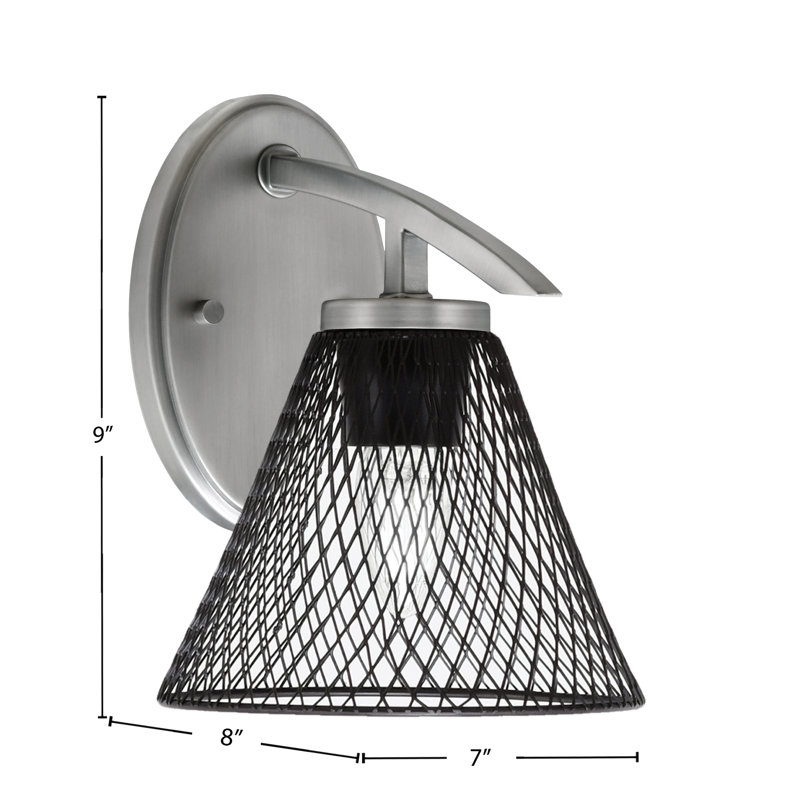 Applique murale encastrée en graphite avec abat-jour conique en métal noir mat 7 po Kurve