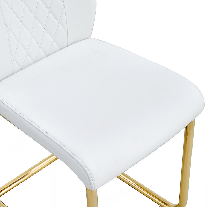 Chaise rembourrée en similicuir Imolo, Doré, Blanc, 4