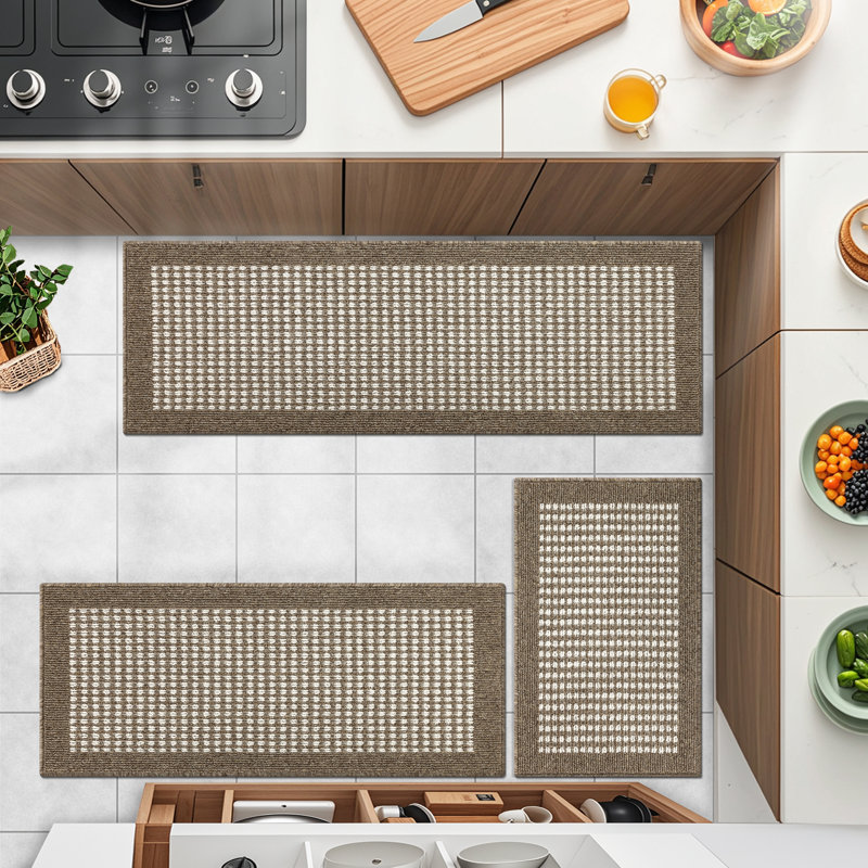 Machine Washable Non-Slip Kitchen Mat, Brown