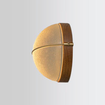 Sona LED Wall Sconce - Satin Brushed Brass Metal - White Oak Wood Disc - 4000K