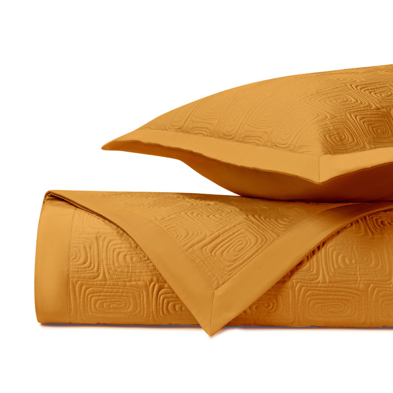 Maze Quilted Sateen Coverlet Set, Marigold, Twin Coverlet + 1 Standard Sham