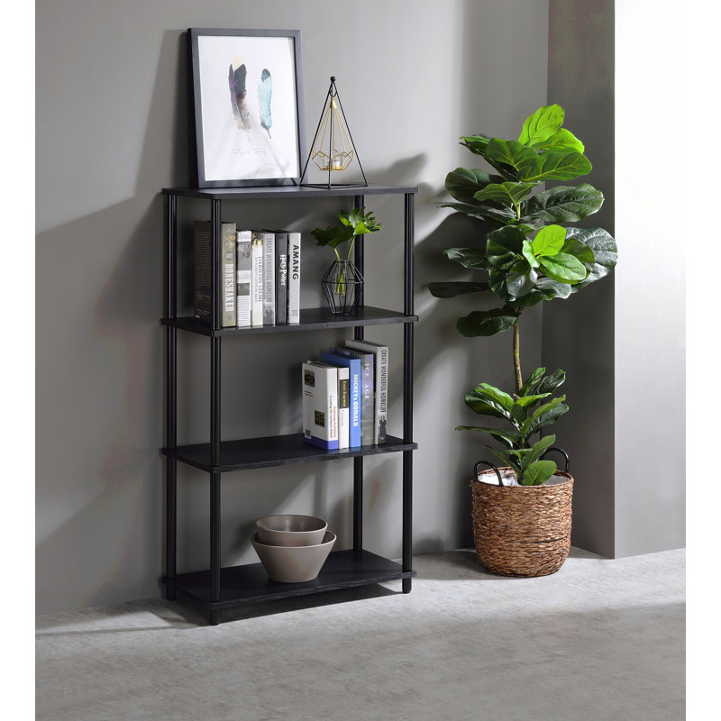 Bibliothèque industrielle à 4 niveaux: design KD avec métal thermolaqué et bois composite