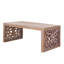 Table basse 47,2 "en bois sculpté noir massif - aspect fabriqué à la main avec panneaux latéraux ornés-1977207887