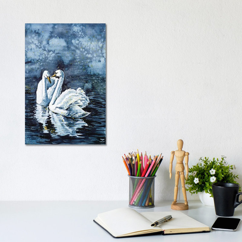 Swan Couple by Zaira Dzhaubaeva - Wrapped Canvas Gallery-Wrapped Canvas Giclée, 30.48cm H x 20.32cm W x 1.905cm D