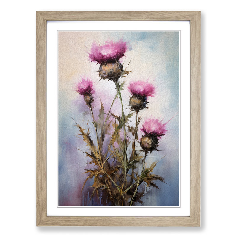 Thistle Modern Art - Framed Print, Oak Framed, 64cm H x 46cm W