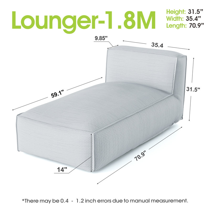 Fauteuil à billes pour chaise longue d'extérieur, dossier en tissu oléfine hydrofuge avec dossier, Gris clair