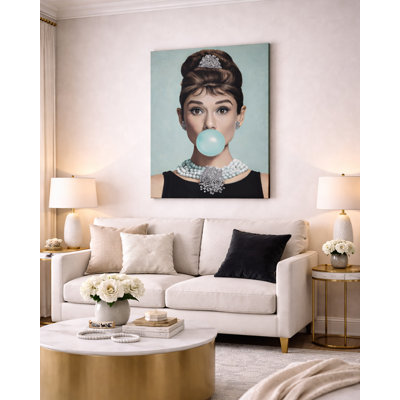 Élégant art mural sur toile bleu sarcelle d'inspiration Audrey