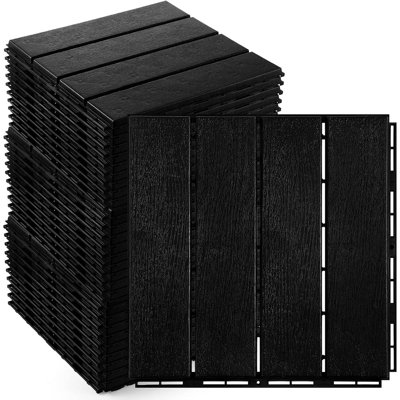 Dalles de terrasse emboîtables en plastique noir, revêtements de sol extérieurs, dalles à clipser pour balcon, véranda, bord de piscine, jardin et cour