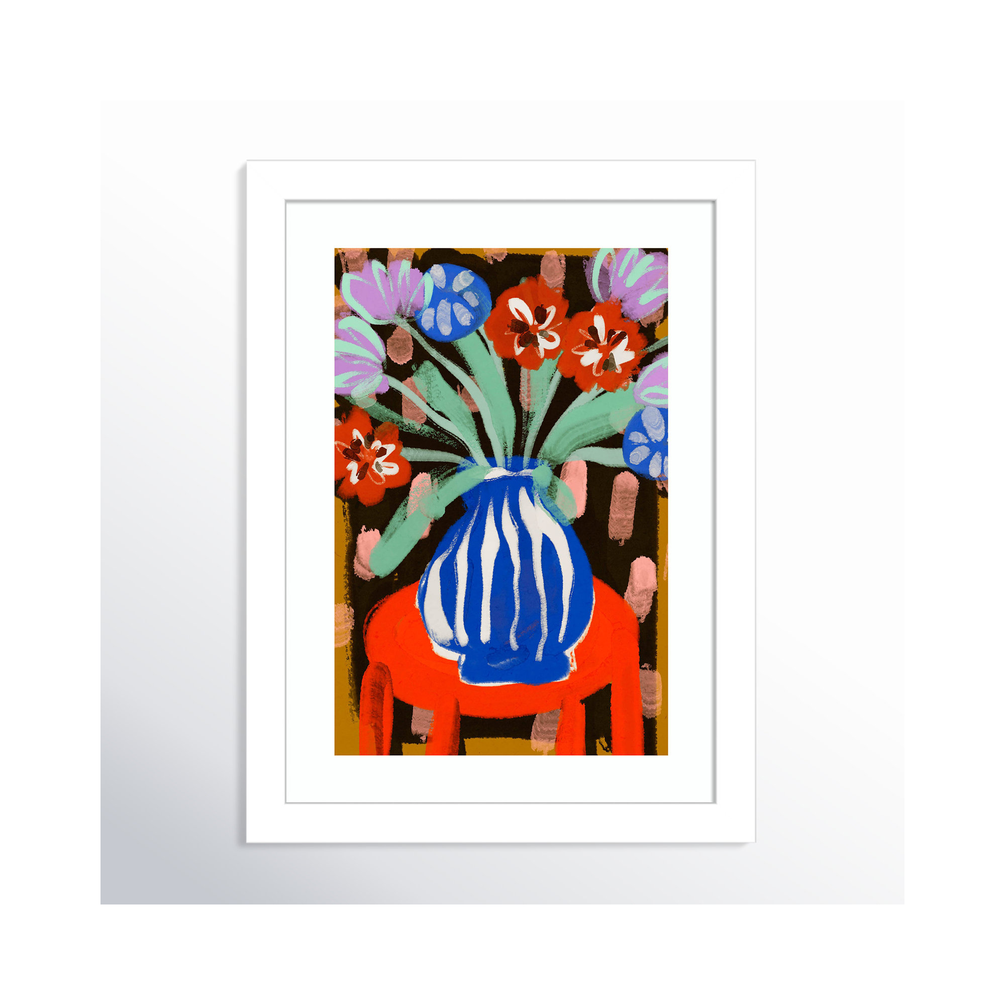 Floral Still Life No 2 by Treechild Wood Framed Wall Art Print, White, 13" H x 10" W
