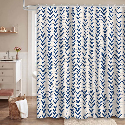 Rideau de douche Watercolor Indigo Tie Dye Blue avec 12 crochets