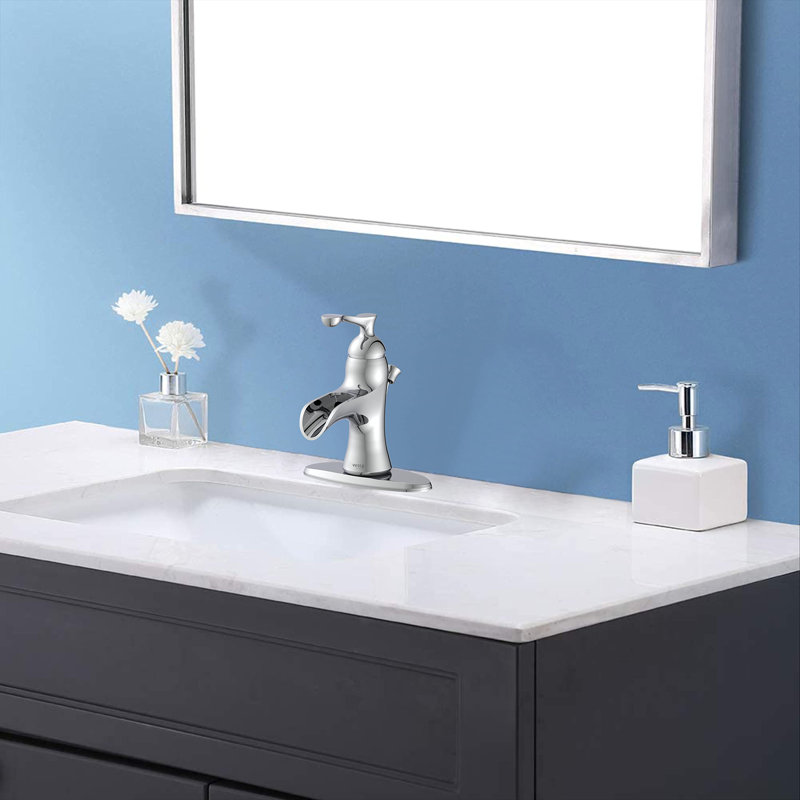 Single-handle Bathroom Faucet with Drain Assembly, Polished Chrome