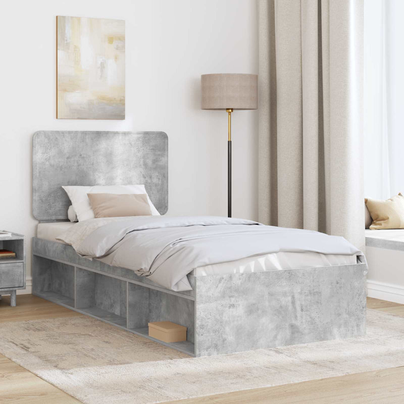 Solid Wood Bed Frame, 100 x 200cm, Concerte Grey