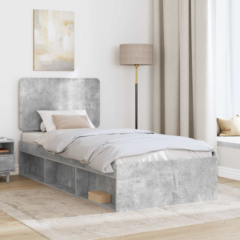 Solid Wood Bed, Concerte Grey, Single (3')