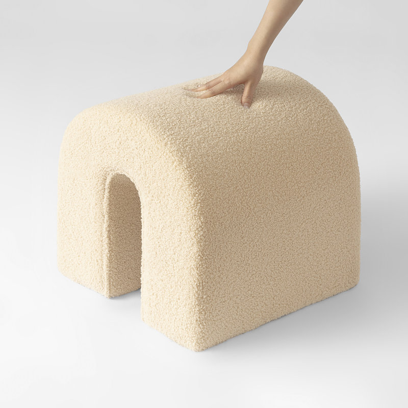 N-Shaped Accent Upholstered Ottoman, Camel