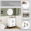 Meuble-lavabo blanc de 24 po avec lavabo, poignées en métal noir, charnières à fermeture en douceur, rangement pour les serviettes