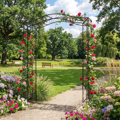 7.3ft Black Iron Garden Arbor