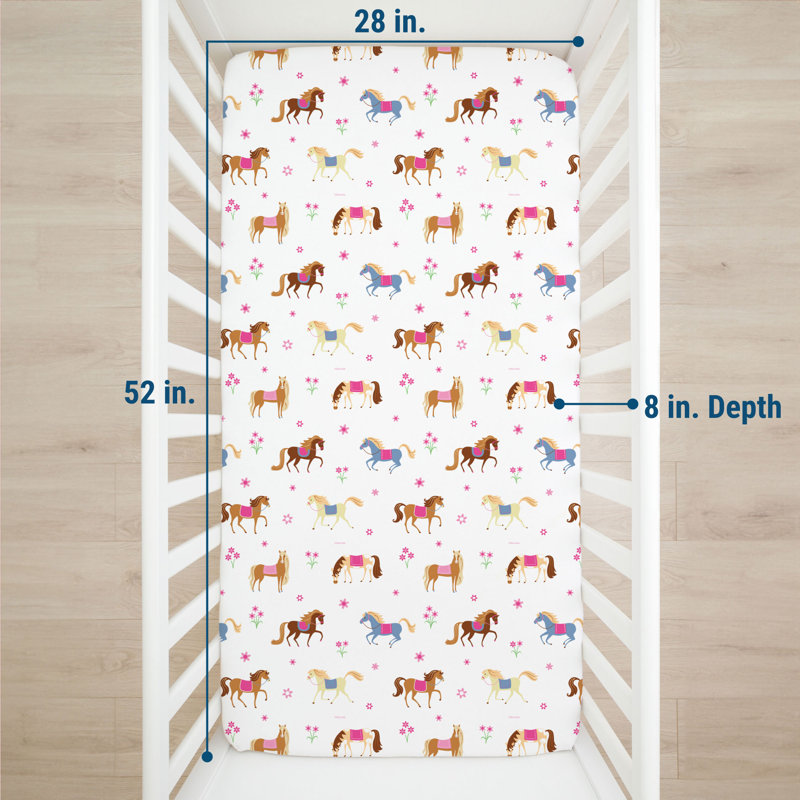 Wildkin 100% Cotton Fitted Crib Sheet – Soft & Breathable Fitted Sheet - Horses