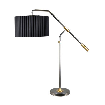 34" Metal Table Lamp With Black Shade