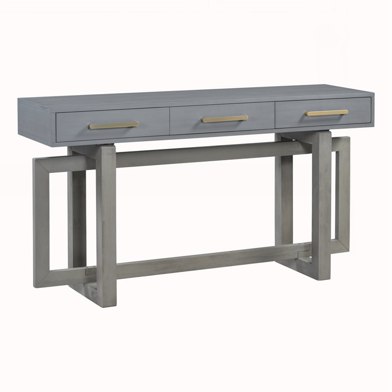Console avec trois tiroirs, Gris antique