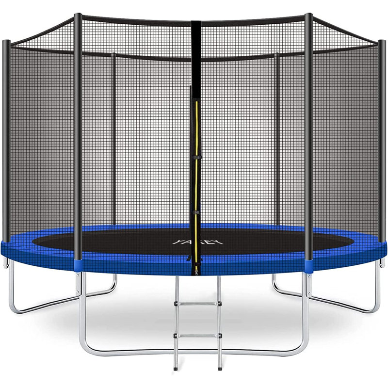 YAKEY Round Backyard Trampoline with Safety Enclosure