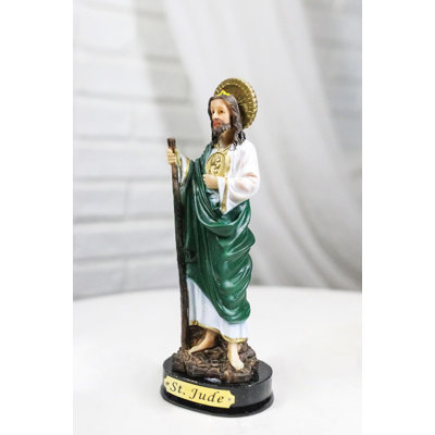 Saint Jude Thaddeus The Apostle With Holy Spirit Fire And Sun Medal Figurine 5"H
