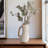 Vase Pottery and Ecomix with Woven Cane Wrapped Handle and Sculptural Textured Form in Boho Style-89110008