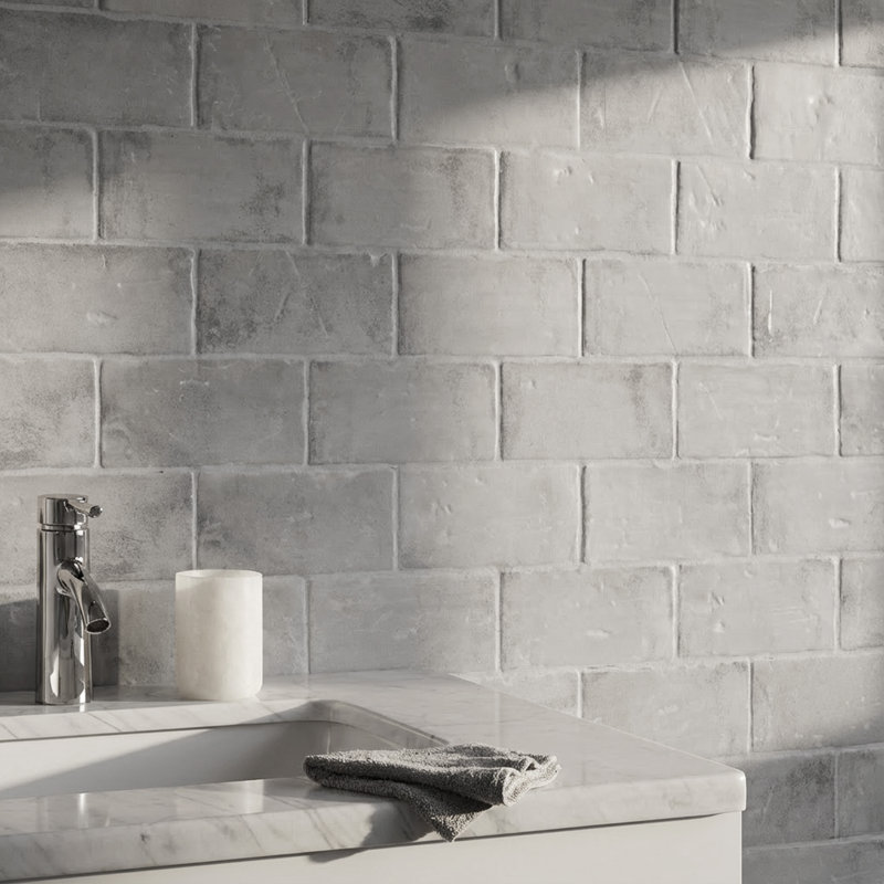 Parma Brick 4x8 Matte Terracotta Look Ceramic Wall Tile, Denim Blue