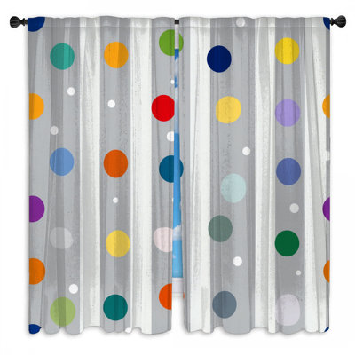 Colorful Dots Window Curtains Pattern Sheer & Room Darkening - 2 Panels