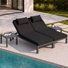 Outdoor Aluminum Double Chaise Lounge with Cushions and Side Tables, Independent Adjustable Backrests