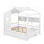 Lit double en bois avec lit gigogne et tablette de rangement-44704281