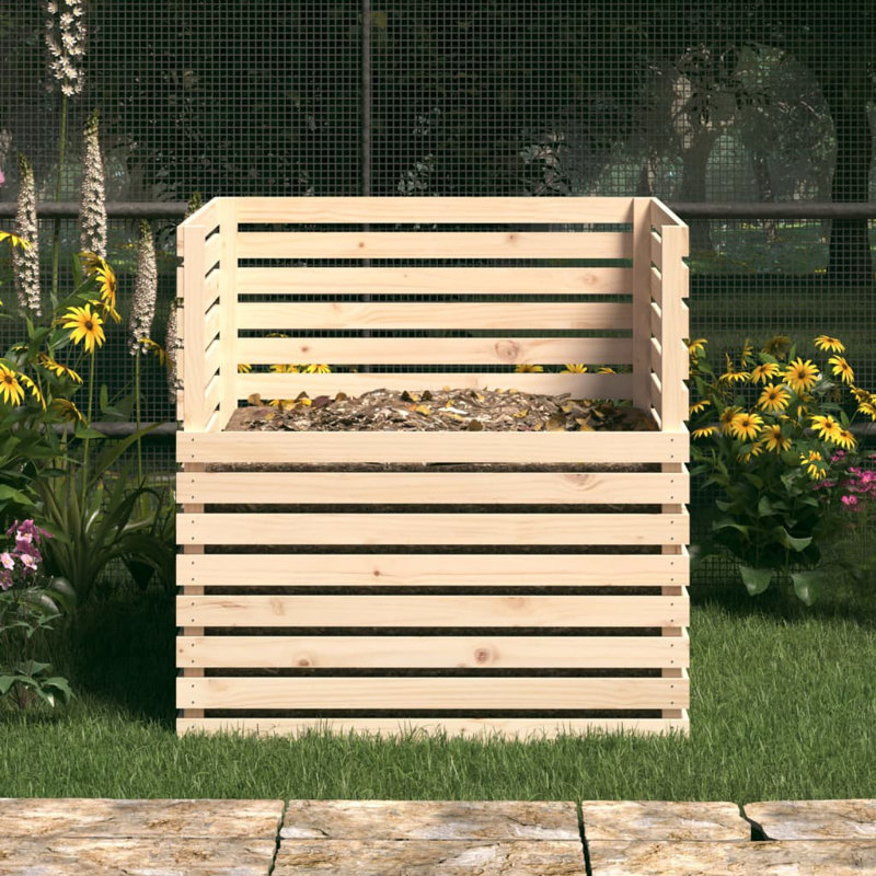 Ansar Solid Wood Stationary Composter, Brown, 80 x 80 x 78 cm