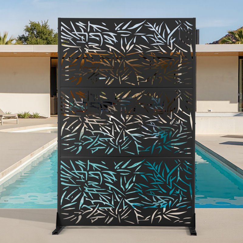 Paravent en métal de 183 cm de hauteur - Panneau de clôture autoportant avec support pour patio, balcon ou terrasse.