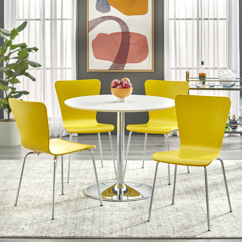 Ensemble de salle à manger Theotis, Jaune, 5 (1 table + 4 chaises)