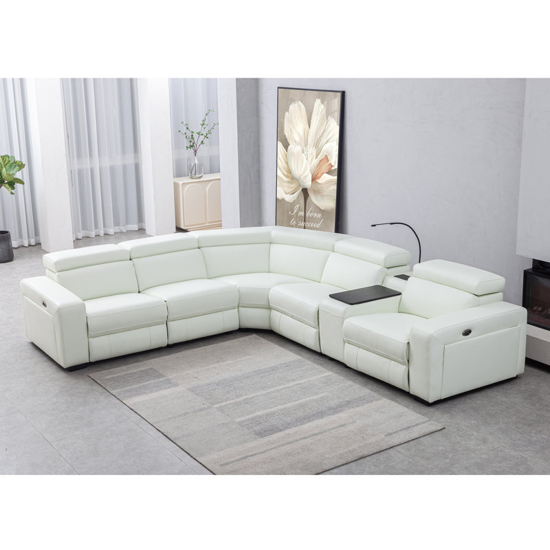 Ariaana Upholstered Power Reclining L-Shaped Sectional Symmetrical