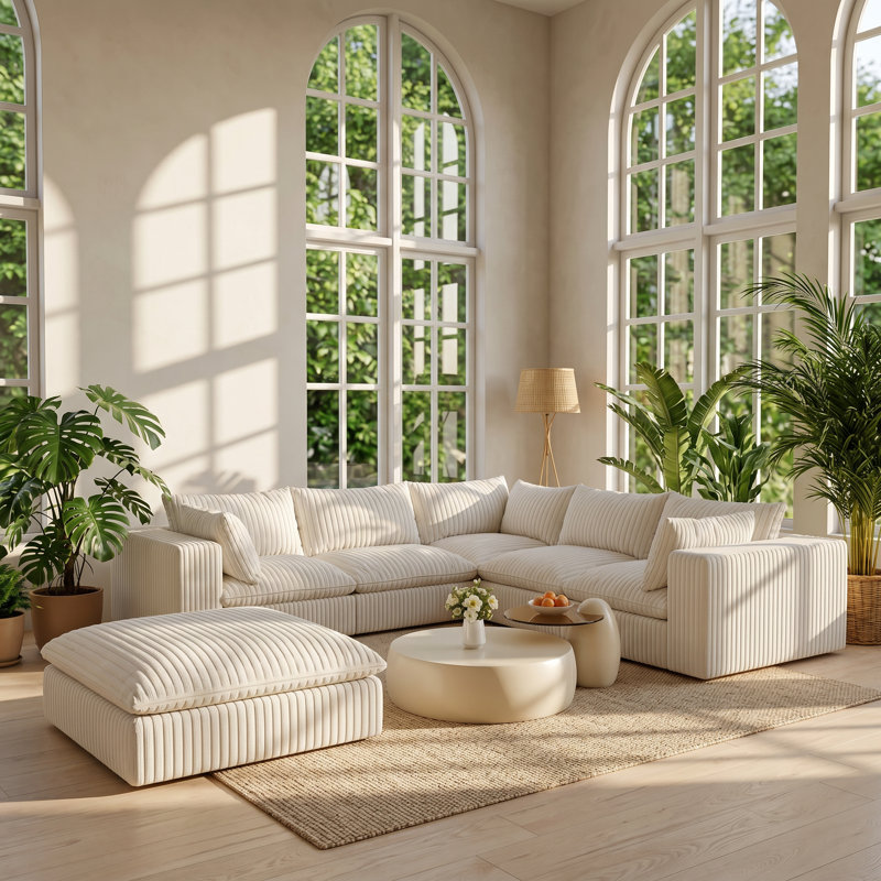 Canapé modulaire en velours côtelé à double couche Aurelia l 118,2 po x P 118,2 po x H 24,0 po